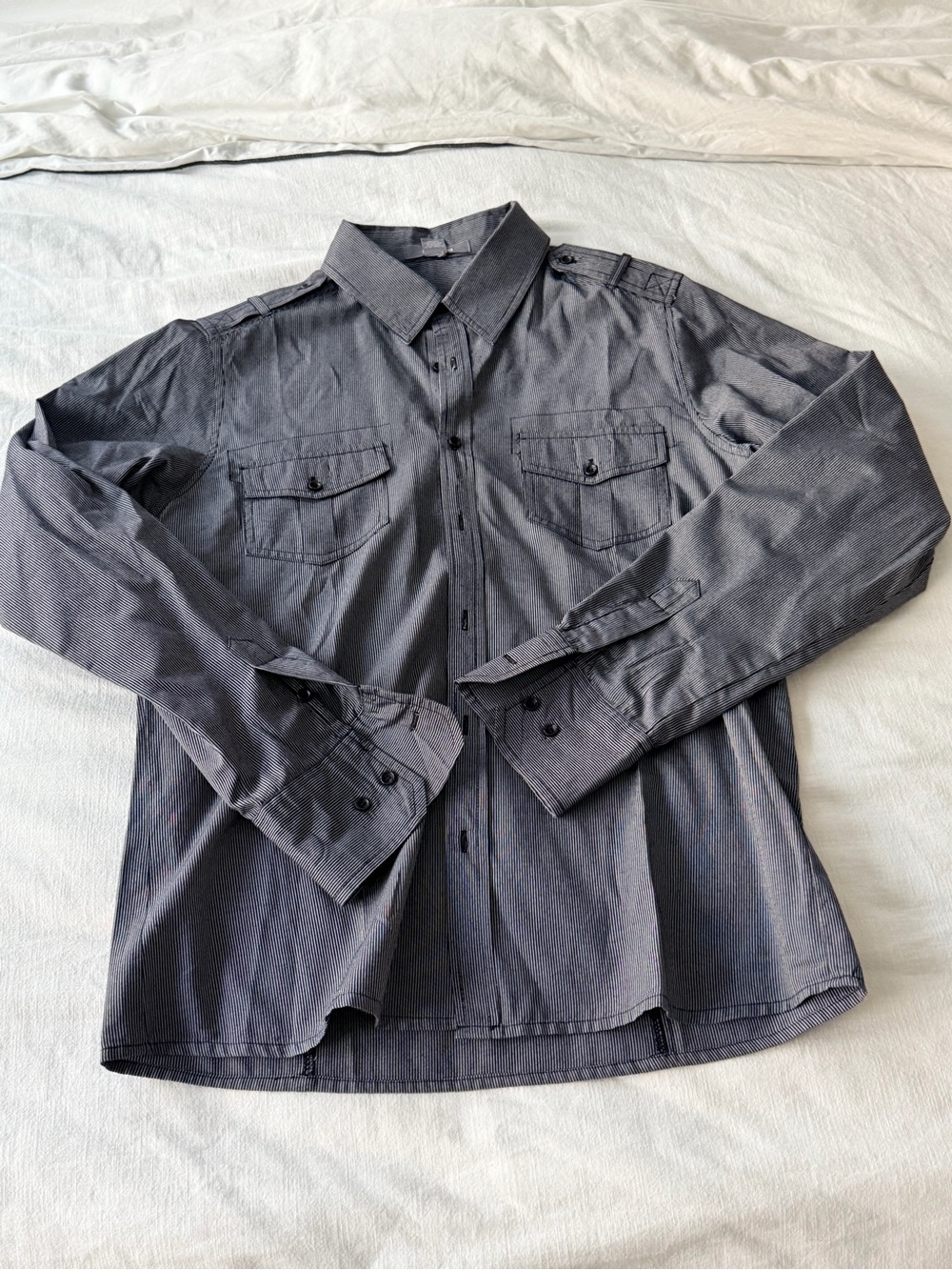 Heritage Striped Button-Up Shirt in Navy